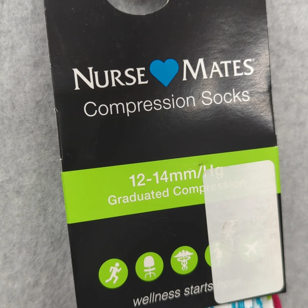 Nurse Mates compression socks 12-14mmHg 9-11 EKG‎ white